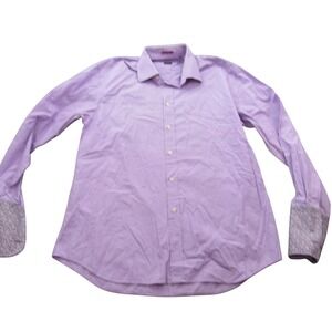 Paul Smith London Mens‎ Lilac Purple Floral Contrast Cuff Dress Shirt 16.5 42 L